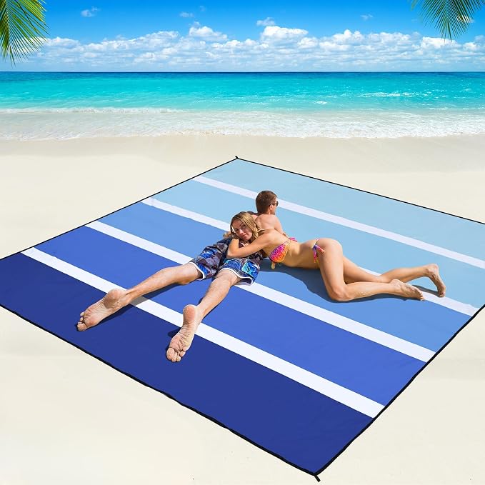WIWIGO Beach Blanket Waterproof Sandproof Beach Mat 79" X 83"/10'x9'for 2-8 by WIWIGO
