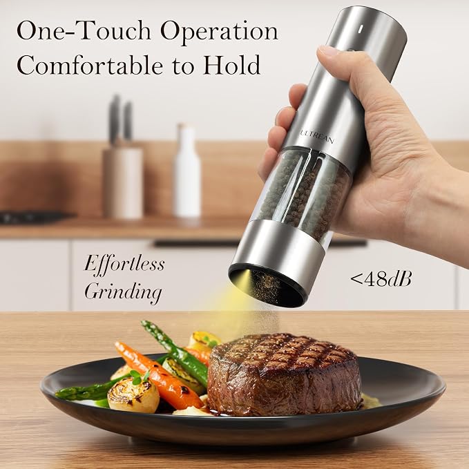 Ultrean Salt and Pepper Grinder Set, Rechargeable Salt and Pepper Shakers - Image 2
