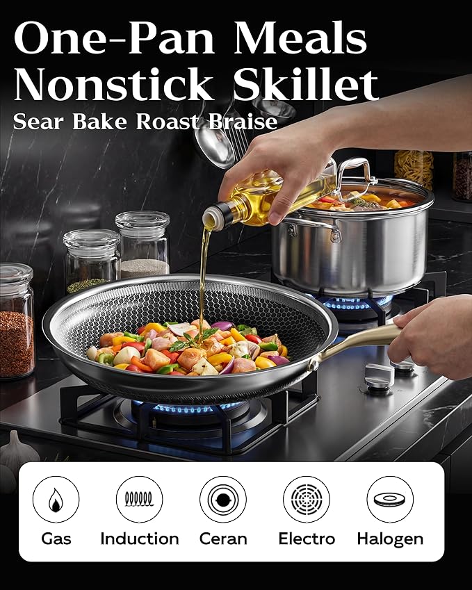 Honeycomb Stainless Steel Nonstick Frying Pan - Image 4