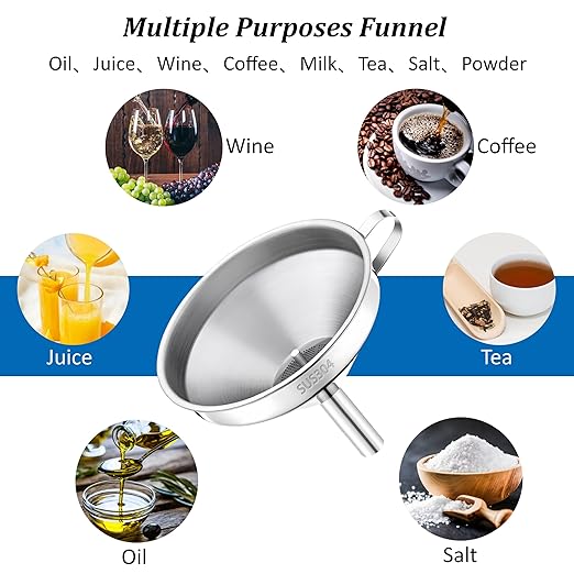 Kitchen Funnel with Strainer and 200 Fine Mesh Filter, 5 Inch Food Grade 18/8 - Image 7