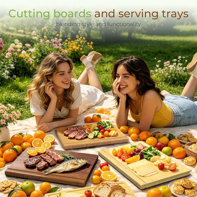 Book Cutting Board Set with Wooden Stand-Wooden Kitchen Cutting Boards That - Image 8