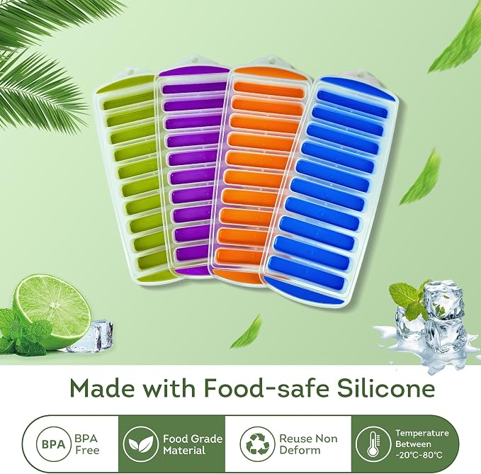Lily's Home Set of 4 Silicone Ice Cube Tray without Lid, Stackable Design - Image 3