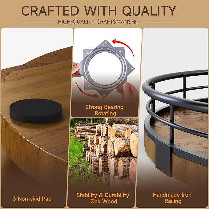 Farmhouse Oak 16" Lazy Susan Turntable Organizer - Image 4