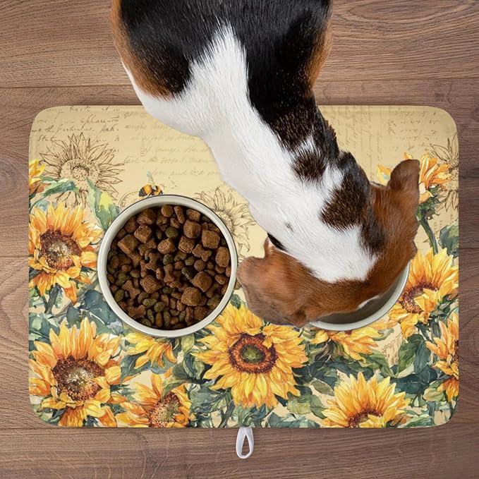 Sunflower Dish Drying Mat for Kitchen Counter Vintage Yellow Sunflowers - Image 9