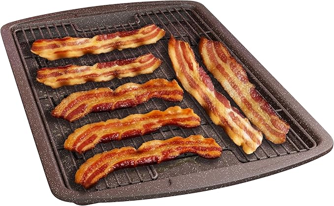Cookie Sheet with Wire Rack Set, 2-Piece Nonstick Brown Marble Carbon Steel Pan by Unknown