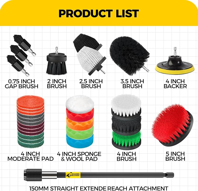 Holikme 30 Piece Drill Brush Set, Scrub Pads Scrubber Brush - Image 6