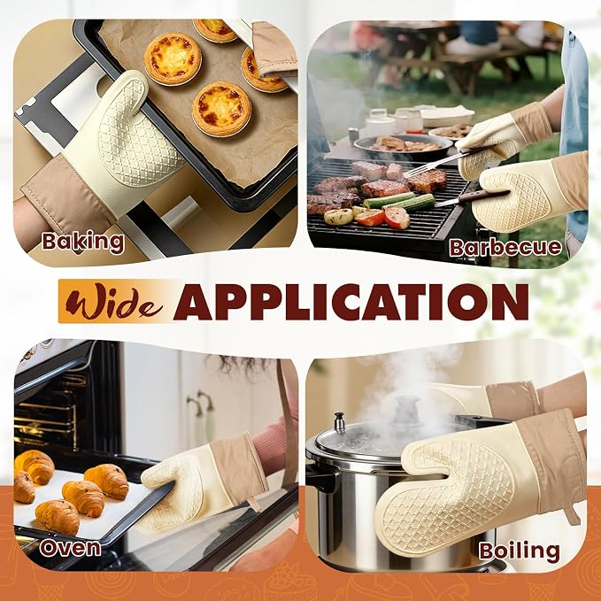 Silicone Oven Mitts, Waterproof Non Slip Grip Oven Gloves - Image 7