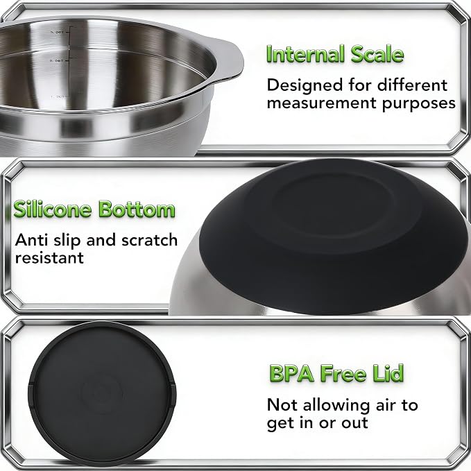 304 Stainless Steel Colander, 2.5 QT Capacity and 2.5 QT Mixing Bowl, Micropore - Image 7