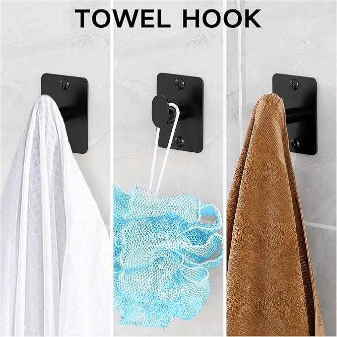 Matte Black Bathroom Accessories Set, KLJKPA 4 Pieces Bathroom Hardware Set - Image 5