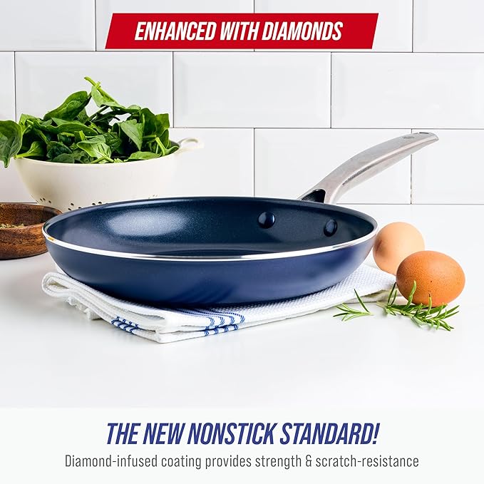 Blue Diamond 12" Nonstick Frying Pan Skillet, Diamond Infused PFAS & PTFE-Free - Image 3
