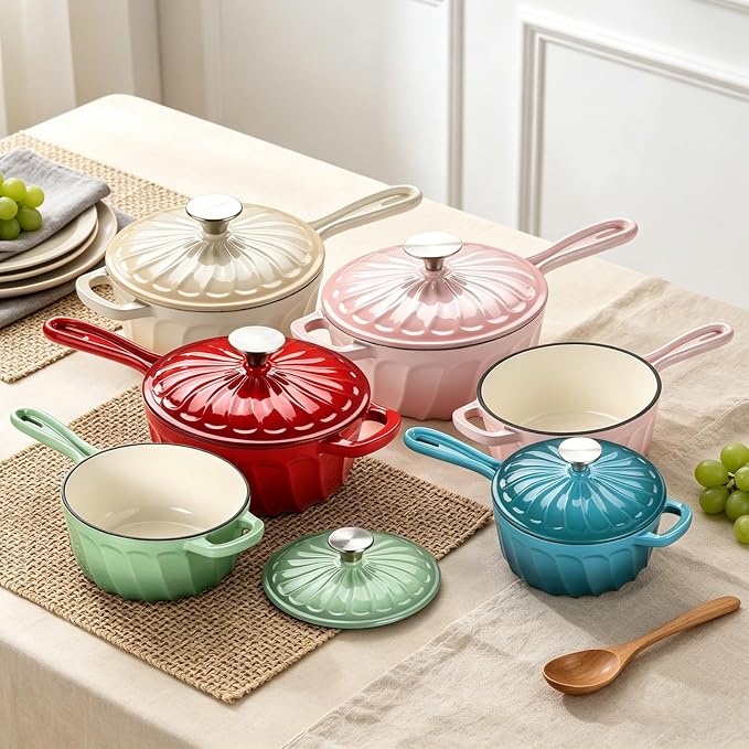 Enameled Cast Iron Sauce Pan, 2 Quart Enameled Saucepan - Image 8