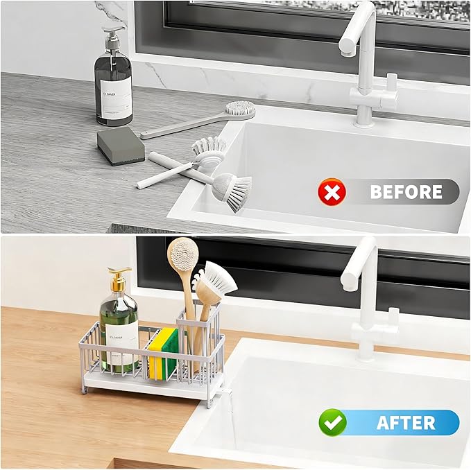 Cisily Sponge Holder for Kitchen Sink, Sink Caddy Organizer - Image 6