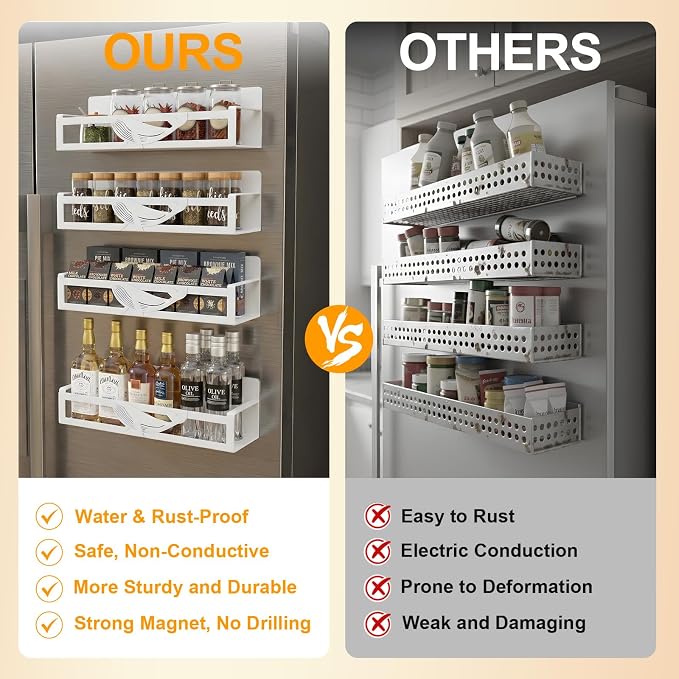 Magnetic Spice Rack for Refrigerator, Space Saving Magnetic Shelf for Fridge - Image 6