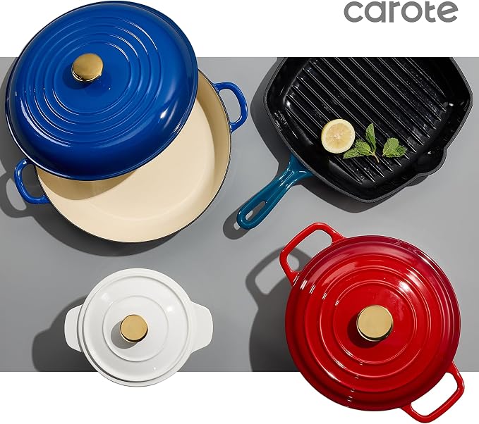 CAROTE 2QT Enameled Cast Iron Dutch Oven Pot - Image 7