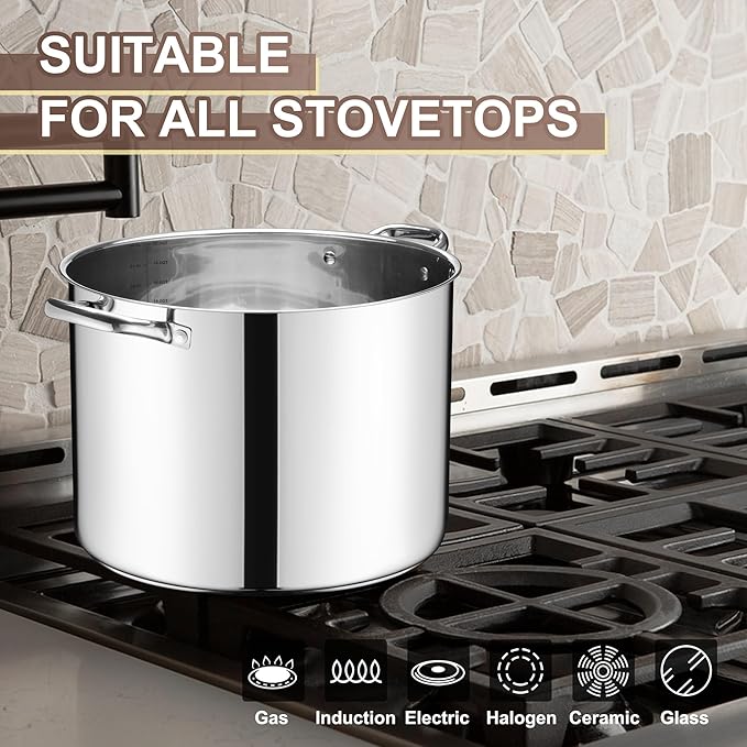 20 Qt Large Stock Pot, E-far Stainless Steel Stockpot - Image 6