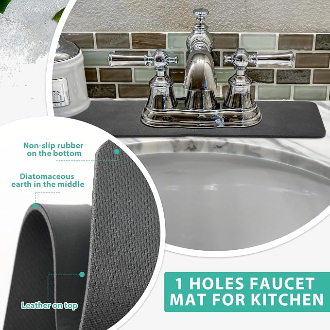 Tioncy 2 Pcs Faucet Mat Sink Splash Guard Oval-hole Oval Splash Pad - Image 5