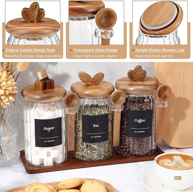 Suclain 3 Pcs Glass Coffee Container - Image 3