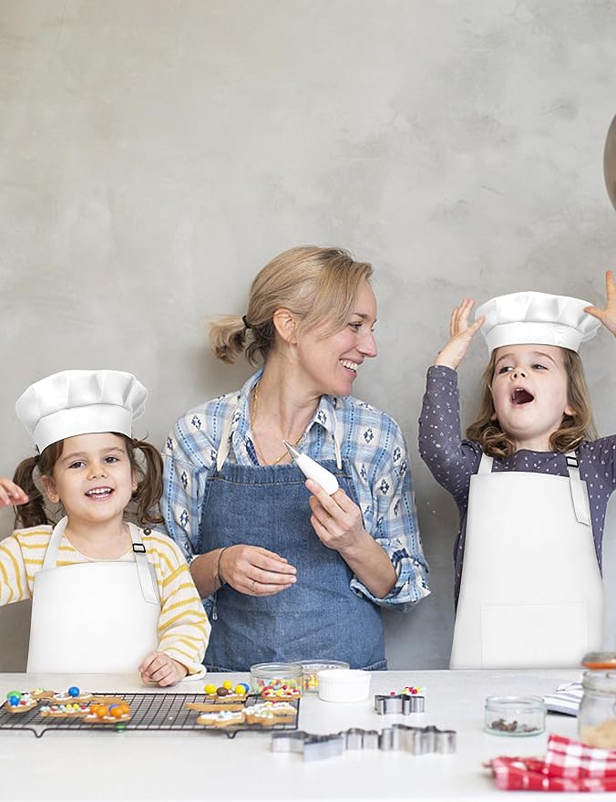 Kids Apron and Chef Hat Set, 24 Pieces Boys Girls Kids Apron - Image 8
