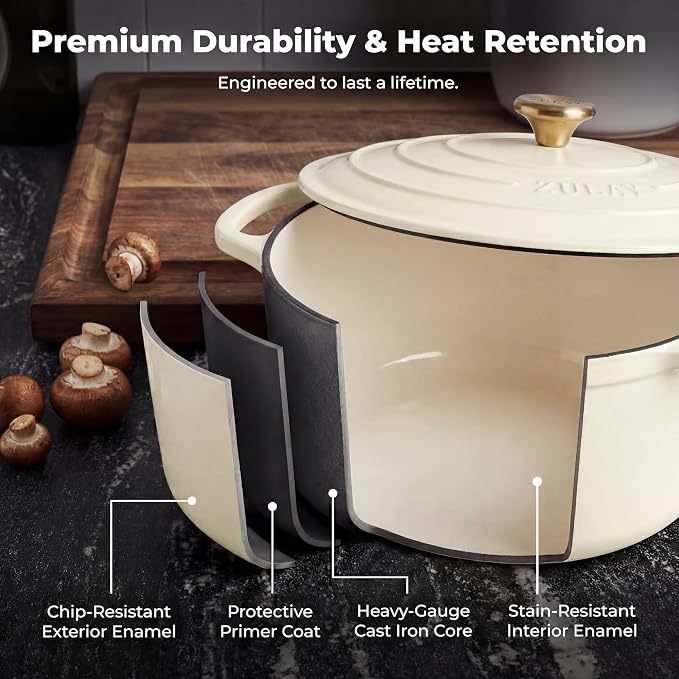 Zulay Kitchen 5 Quart Enameled Cast Iron Dutch Oven Pot - Image 5