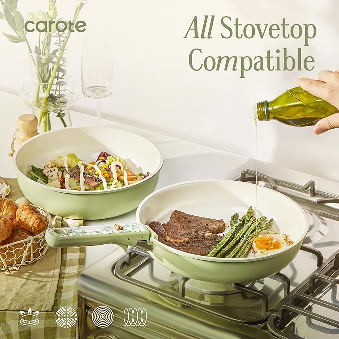 CAROTE 25-Piece Ceramic Cookware Set, Nonstick Pots and Pans Set - Image 4