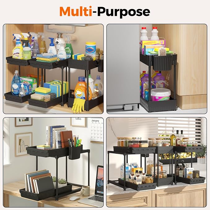 Sevenblue 3 Pack Under Sink Organizer, 2 Tier Slide Out Bathroom Cabinet - Image 7