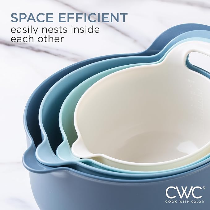 COOK WITH COLOR Nesting Plastic Mixing Bowl Set with Pour Spouts and Handles - Image 5