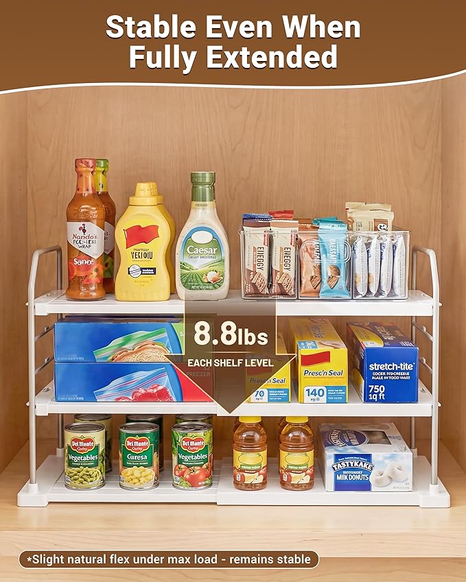 EVERIE Extendable 3-Tier Kitchen Cabinet & Pantry Organizer - Image 5
