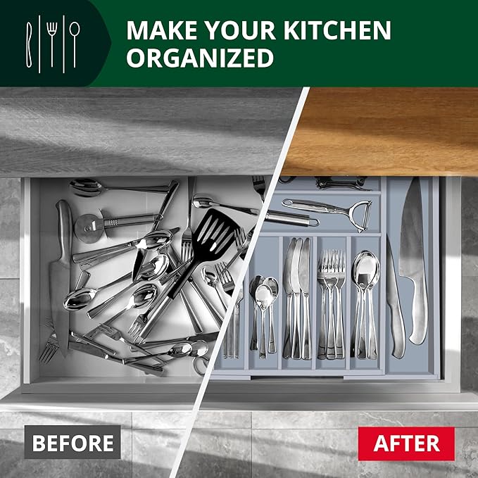 ROYAL CRAFT WOOD Luxury Bamboo Kitchen Drawer Organizer - Image 7