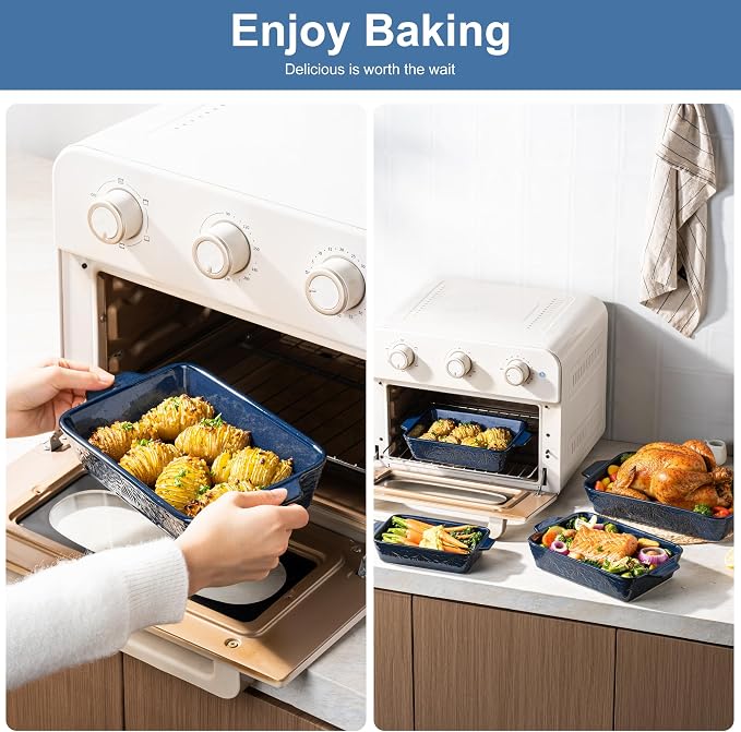 Dafuceramic Casserole Dishes for Oven, Baking Dishes, Ceramic Bakeware Sets of 4 - Image 4