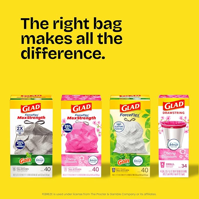 Glad ForceFlex Tall Kitchen Drawstring Trash Bags, 13 Gal, Fragrance Free - Image 9