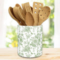 JarThenaAMCS Green Floral Ceramic Utensil Holder Vintage Flower Butterfly by JarThenaAMCS
