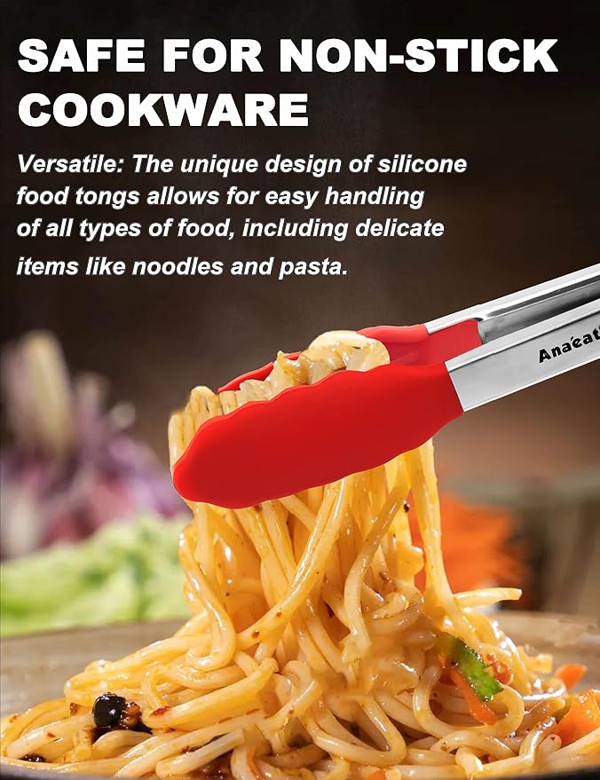 Anaeat Non-Stick Silicone Locking Tong Set of 3 - Image 2