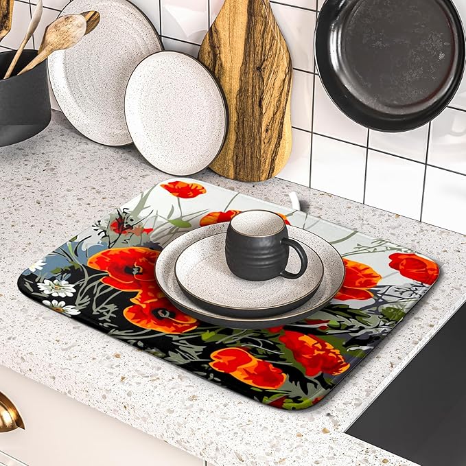 Giwawa Poppy Dish Drying Mat 16x18 inch - Image 5