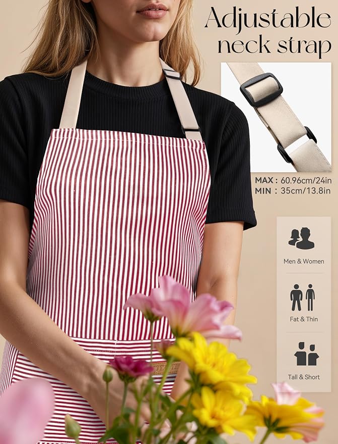 2 Pack Kitchen Cooking Aprons, Soft Aprons - Image 5