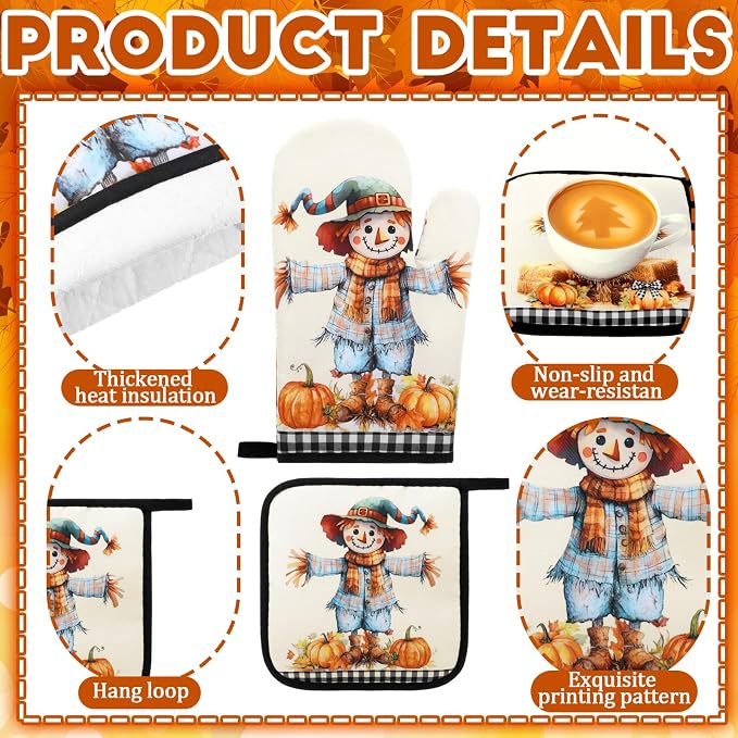 Fanfanwin 10 Pcs Thanksgiving Scarecrow Kitchen Decor Set Kitchen Towels Pot - Image 4