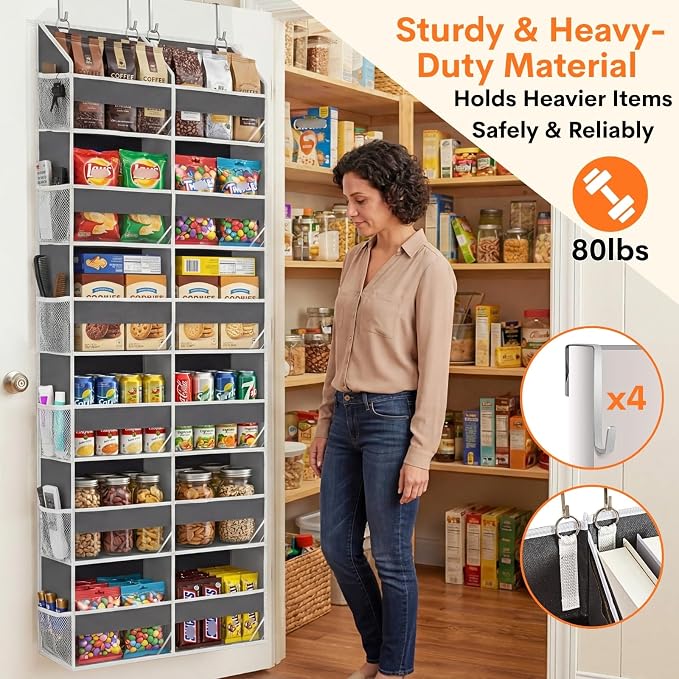 Over the Door Organizer 6 Tiers, Extra Large Behind Door Storage of 12 - Image 3