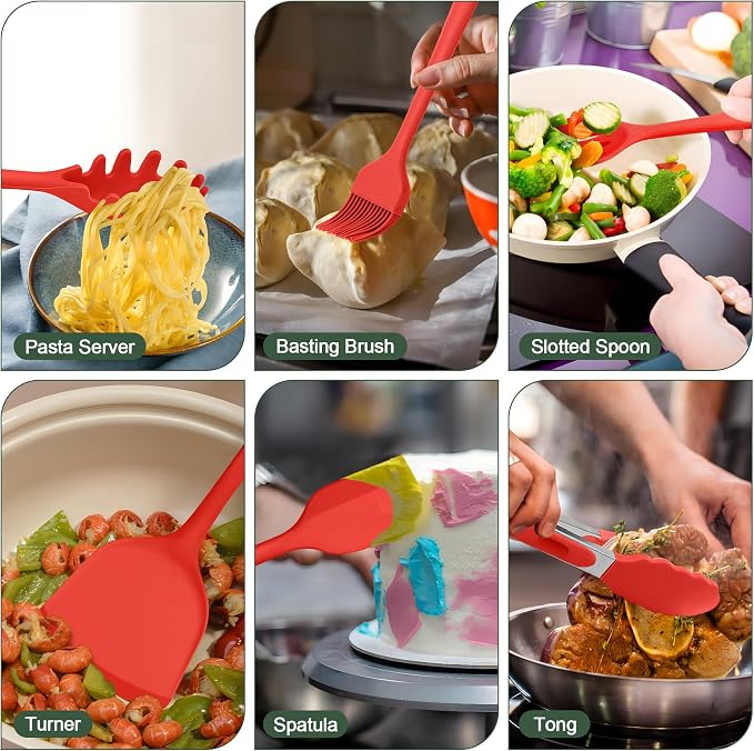 E-far Silicone Cooking Utensils Set, 25 Piece Kitchen Utensils - Image 6