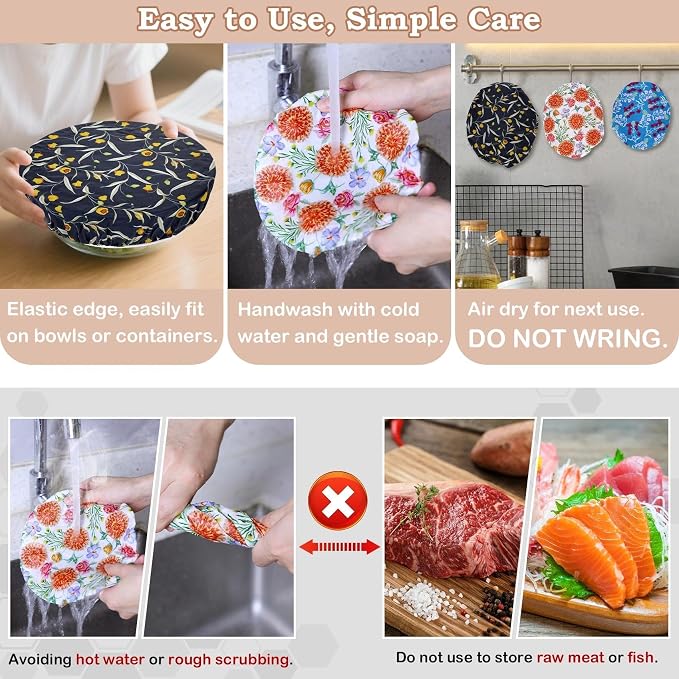 5-Size Reusable Beeswax Bowl Covers - Image 6