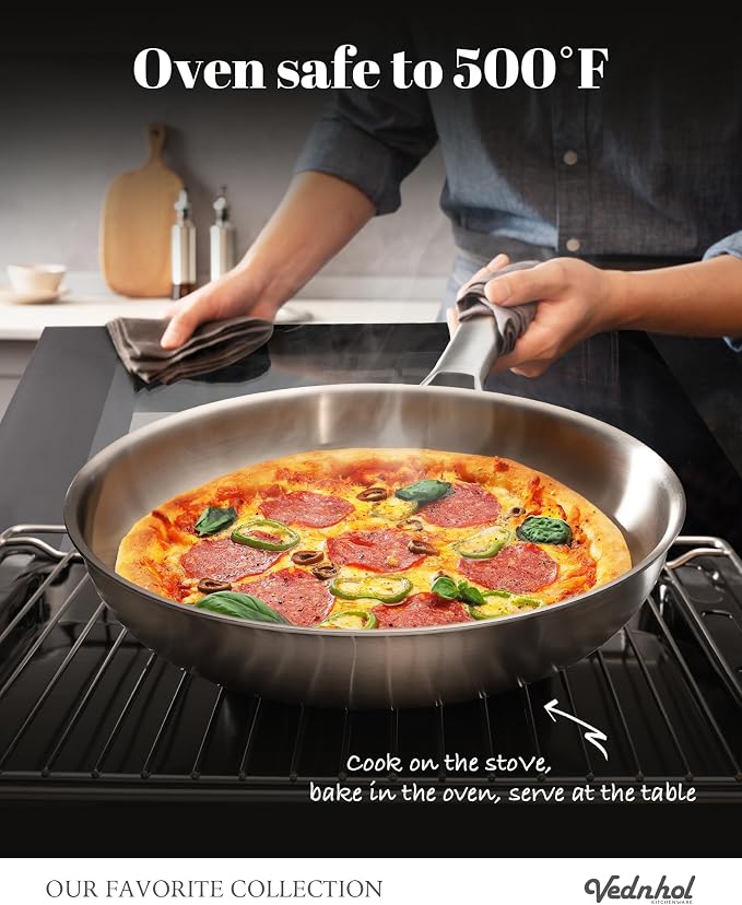 Stainless Steel Frying Pan Set 8+10+12 Inch, Tri-Ply Stainless Steel Skillets - Image 5