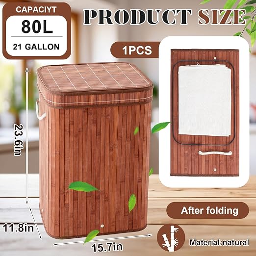 1 Pack 21 Gallon Bamboo Slim Trash Can - Image 2