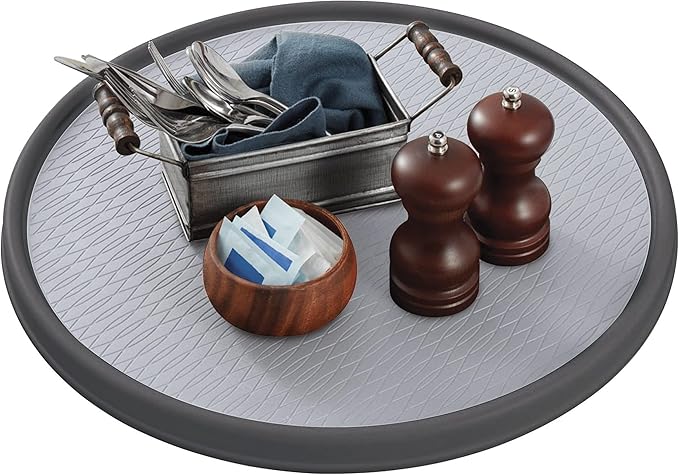 Copco Non-Skid Pantry Cabinet Lazy Susan Turntable, Charcoal/Light Gray - Image 2