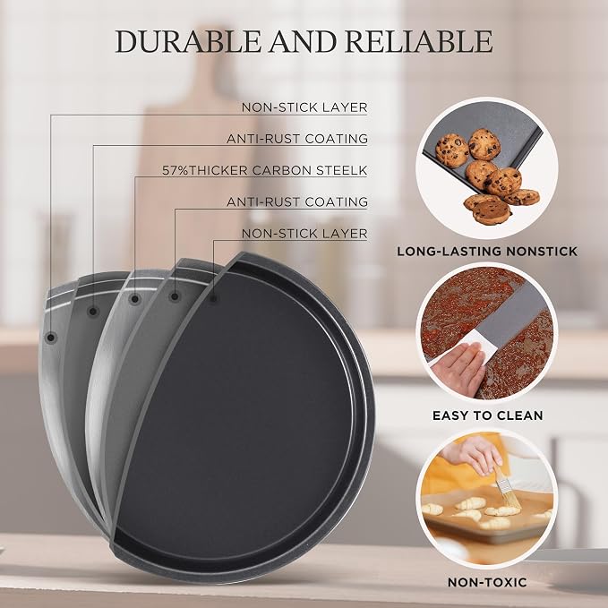 KITESSENSU Compact Baking Pans Sets, Nonstick Bakeware Sets 19-Piece - Image 5