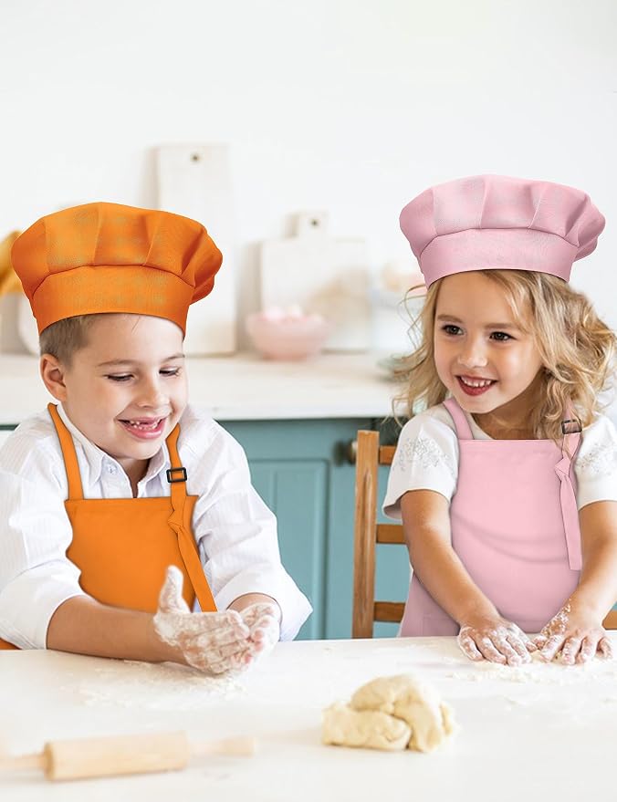 Kids Apron and Chef Hat Set, 30 Pieces Boys Girls Kids Apron - Image 8