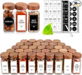 Churboro 36 Glass Spice Jars - 4 Oz Square Spice Containers with Acacia Wood by Churboro