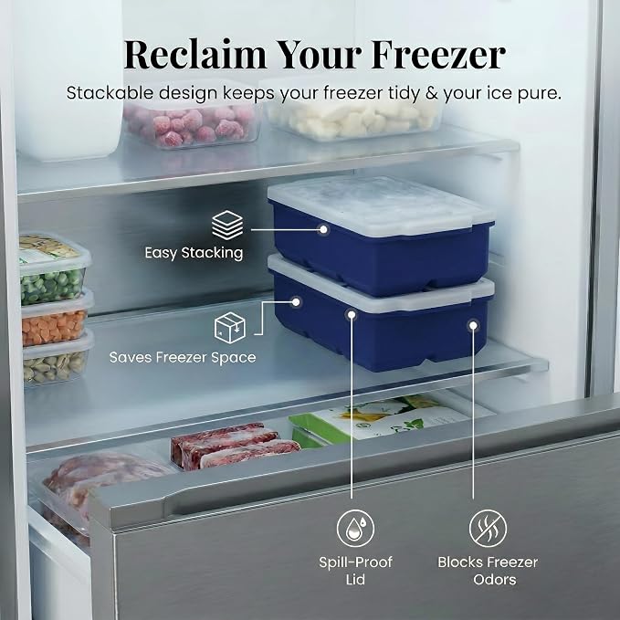KitchFort Large Silicone Ice Cube Tray, Easy Release 2" Big Ice Cubes - Image 5