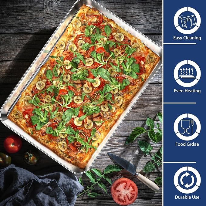 P&P CHEF 17.3 Inch Baking Cookie Sheet, Oven Pan Tray Stainless Steel Sheet Pan - Image 6