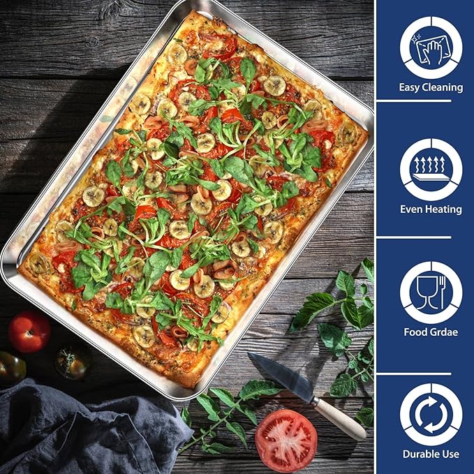 P&P CHEF 17.3 Inch Baking Cookie Sheet, Oven Pan Tray Stainless Steel Sheet Pan - Image 6