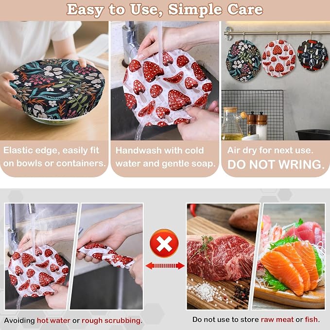 5-Size Reusable Beeswax Bowl Covers - Image 6