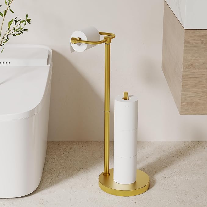 Toilet Paper Holder Stand, Modern Bathroom Free Standing Toilet Paper Holder - Image 2