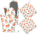 Watercolor Peaches Oven Mitts and Pot Holders Sets, Silicone Kitchen Mitts by Unknown